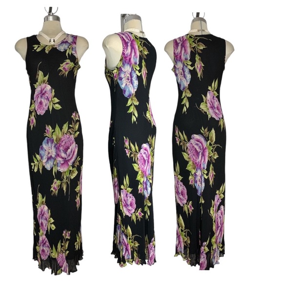 American Angel Gorgeous Black and Purple Floral Printed Maxi Dress Size … - Picture 6 of 16